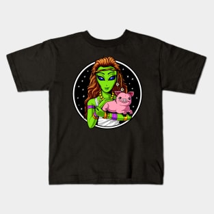Hippie Alien Girl Vegan Animal Lover Kids T-Shirt